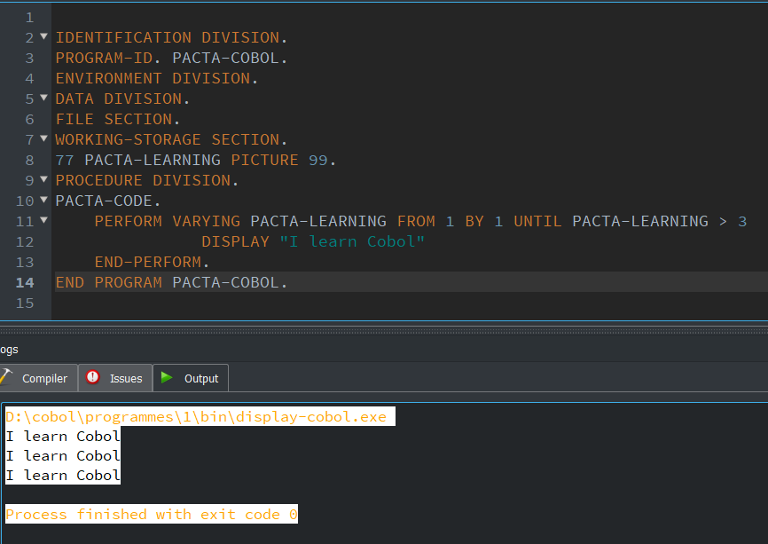 Exemple de programme COBOL PACTA