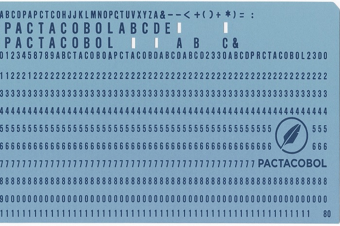 Carte perforée COBOL avec 80 colonnes