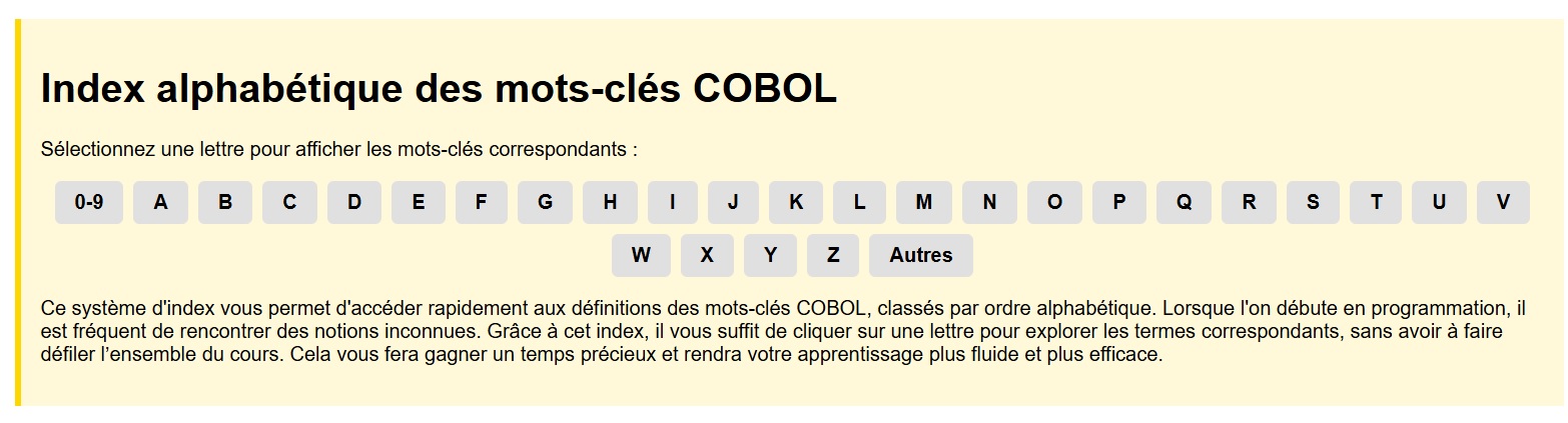 Index de la formation