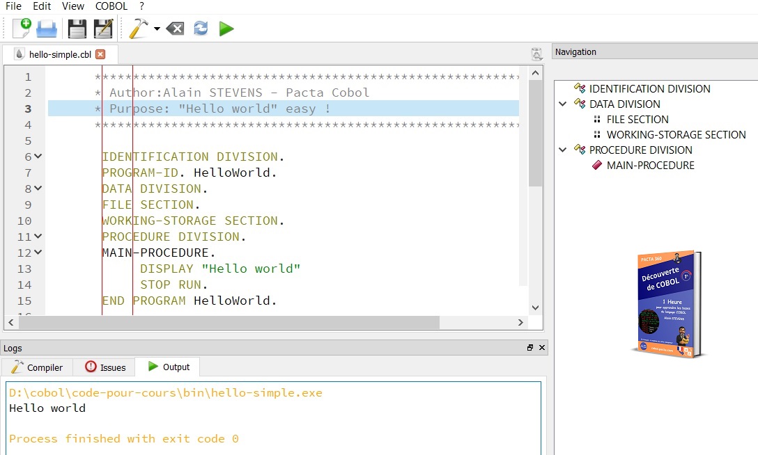 Display Hello en Cobol