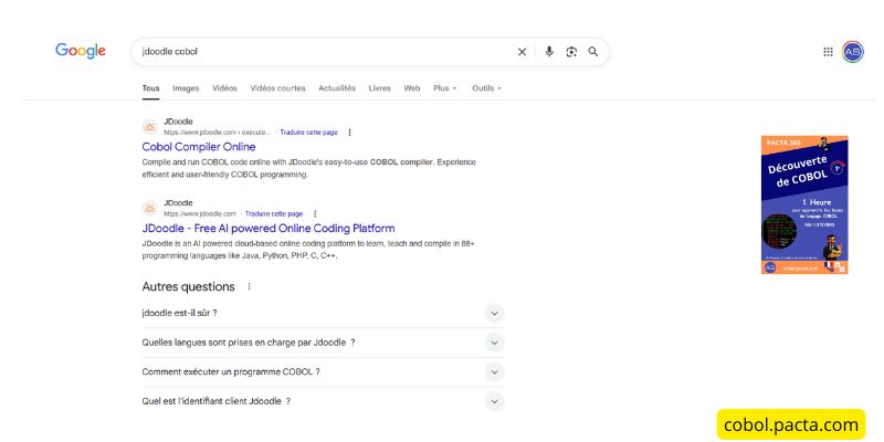 Recherche JDoodle sur Google