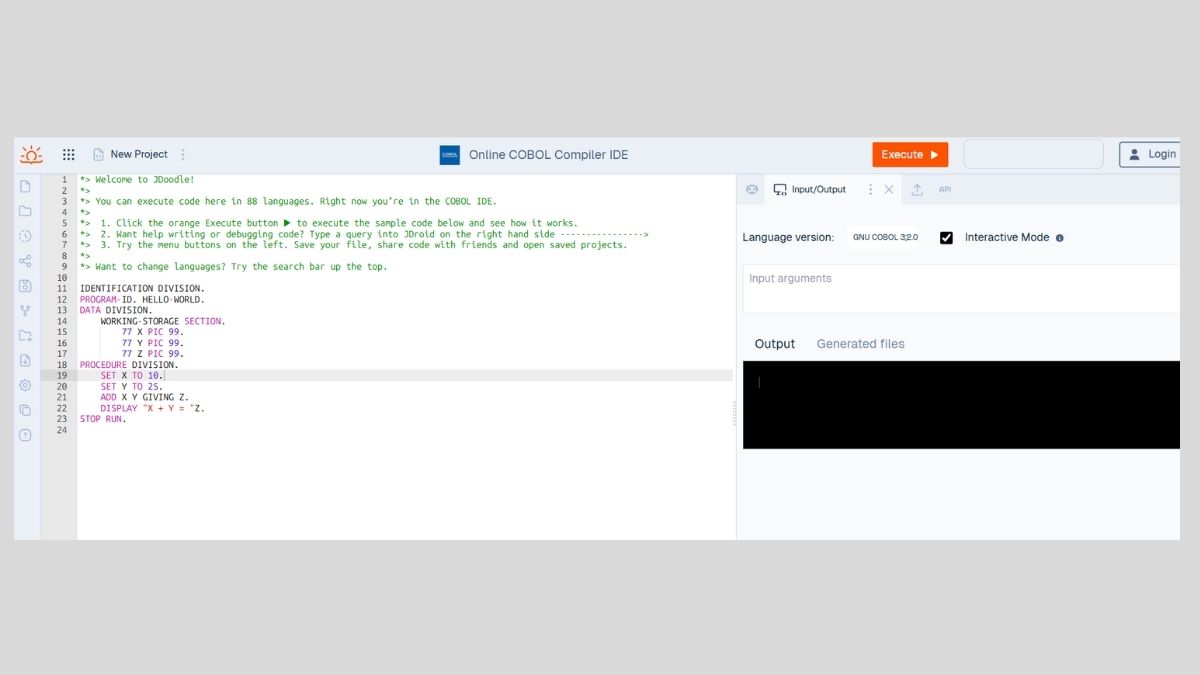 JDoodle compilateur cobol en ligne