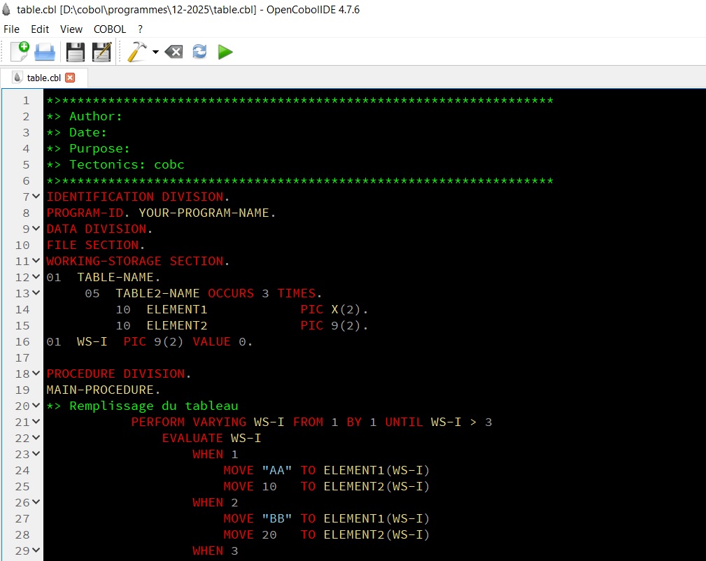 Interface OpenCobolIDE
