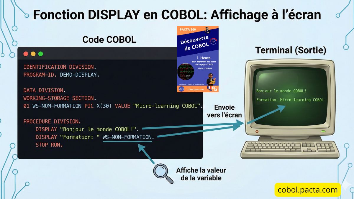 Schéma simple de la structure et de l'affichage DISPLAY en cobol