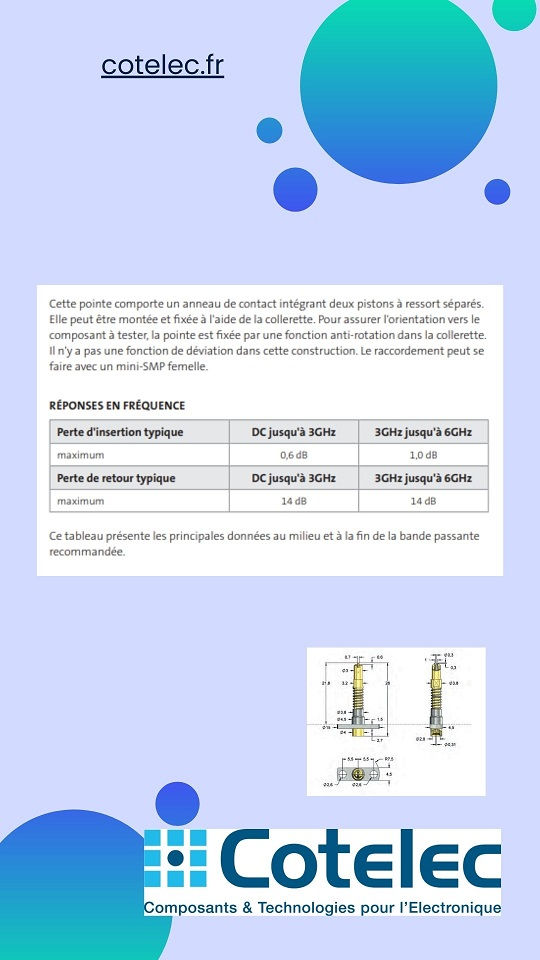 Pointe de test HF Feinmetall HF05-0001 GSG 6 F M-SMP 050