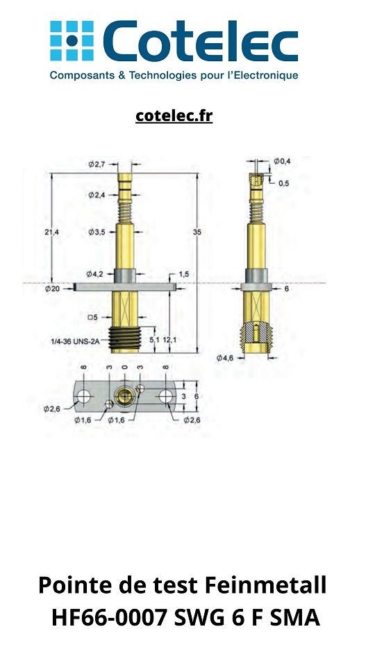 Pointe de test Feinmetall HF66-0007 SWG 6 F SMA
