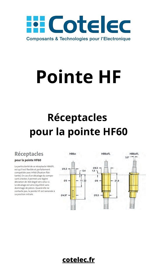 Réceptacles et Câble de raccordement pour la pointe HF60