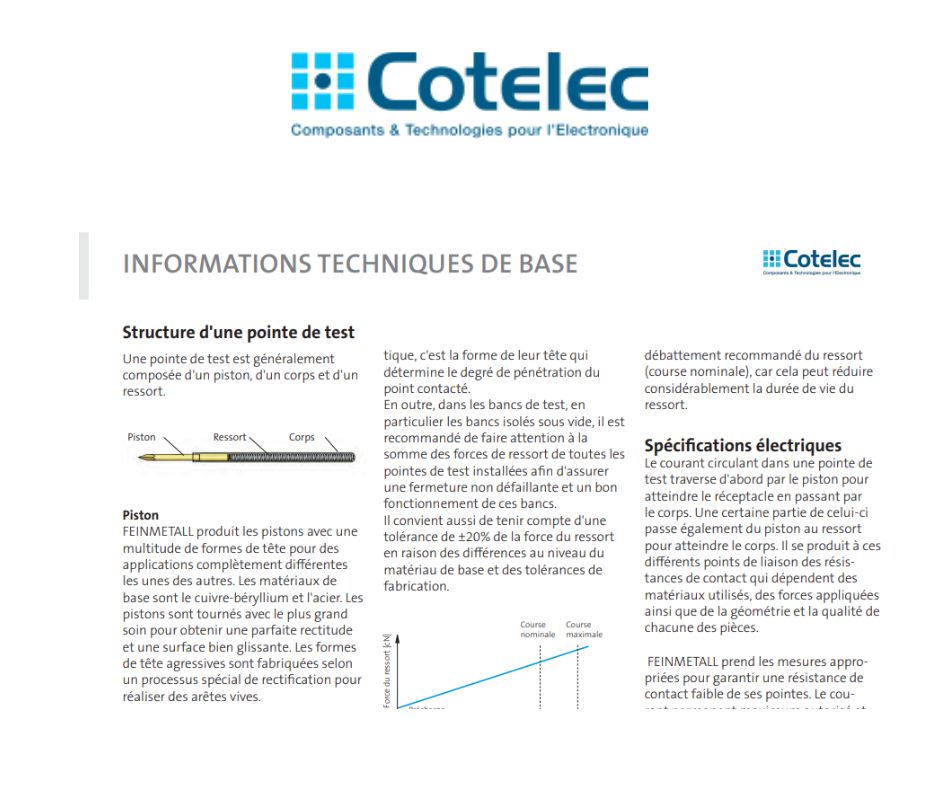 Informations techniques de base sur les pointes de test