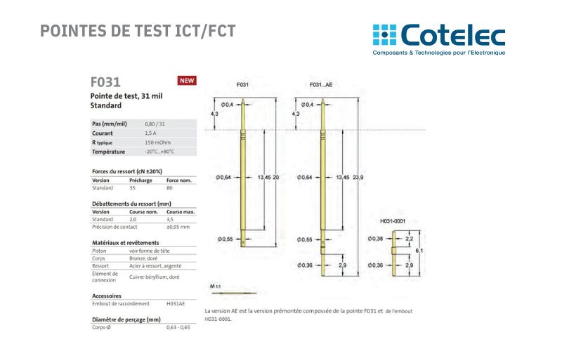 Pointe de test Feinmetall F031