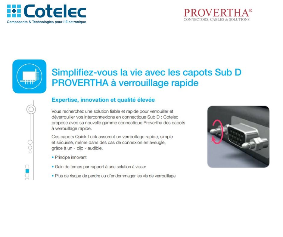 Capots Sub D PROVERTHA à verrouillage rapide