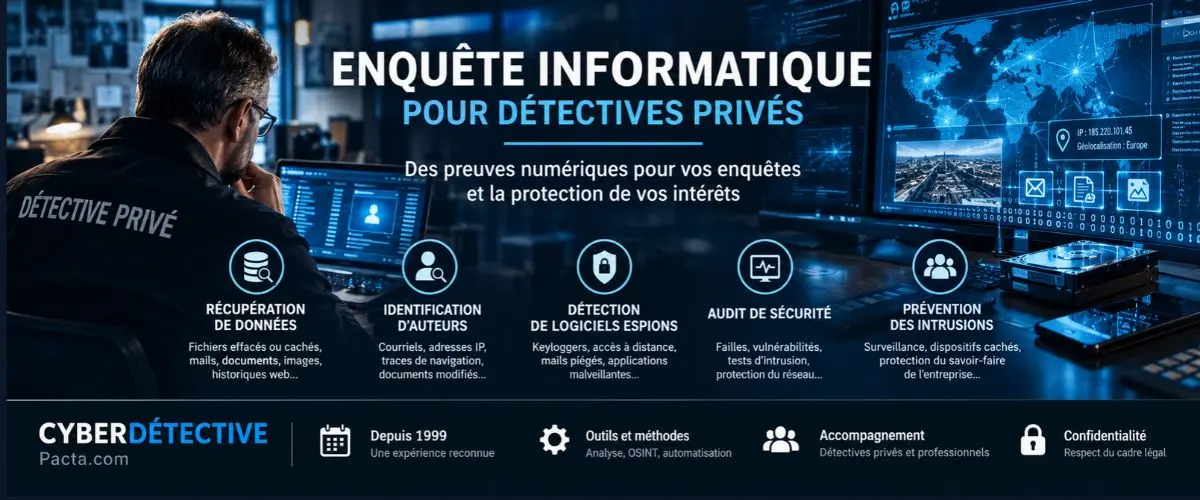 Enquête informatique et preuves numériques | Détective privé et Cyberdétective