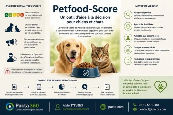 Infographie expliquant le fonctionnement du Petfood-Score de Petfood Advisor