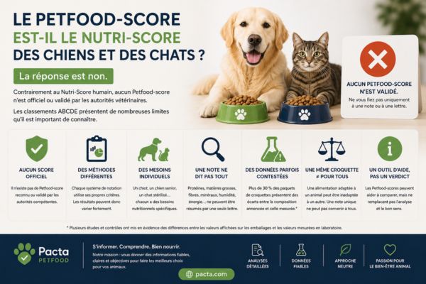 Pourquoi le Petfood-score n'est pas le Nutri-Score des chiens et des chats