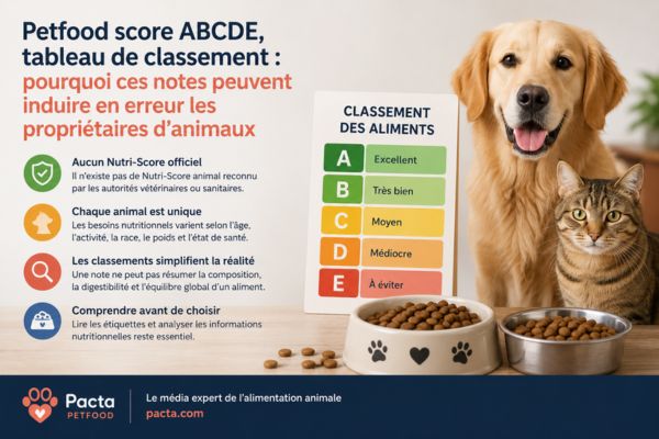 Petfood score ABCDE, tableau de classement : pourquoi ces notes peuvent induire en erreur les propriétaires d'animaux