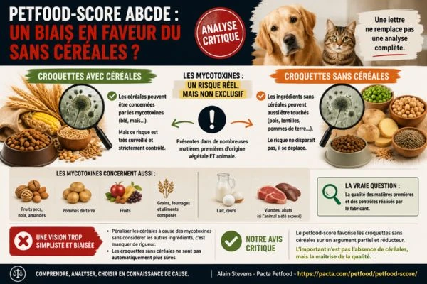 Mycotoxines et croquettes sans céréales : pourquoi cet argument du Petfood score est contestable