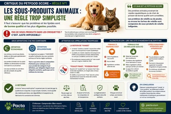 Sous-produits animaux dans les croquettes : pourquoi la règle n°1 du Petfood score peut induire les consommateurs en erreur
